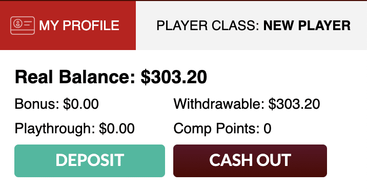 Money left on RubySlot's Casinos balance